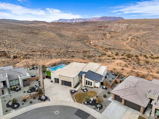aerial view with a mountain view