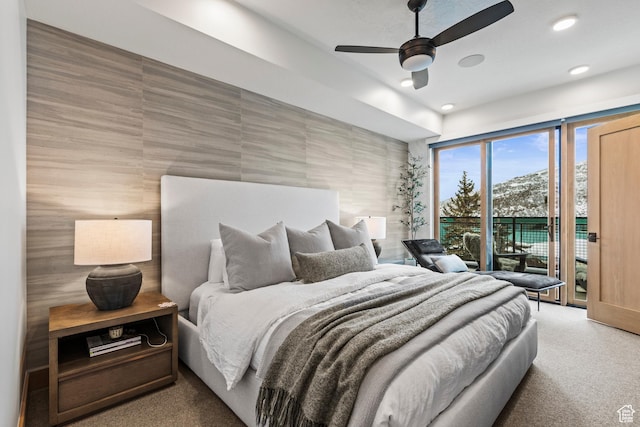1271 Lowell Ave Unit B202, Park City, UT 84060 - bedroom featuring ceiling fan, carpet flooring, and access to outside