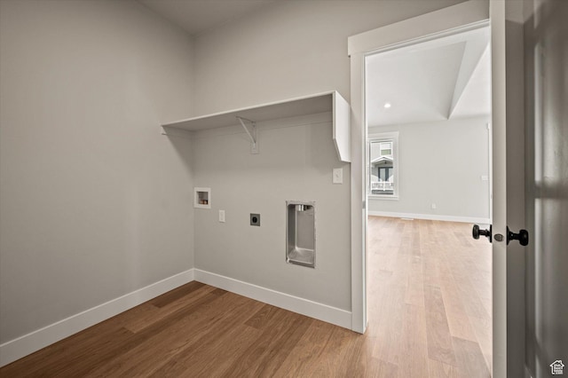 855 E 410 N Unit 157, Hyde Park, UT 84318 - laundry area featuring electric dryer hookup, hookup for a washing machine, and light hardwood / wood-style floors
