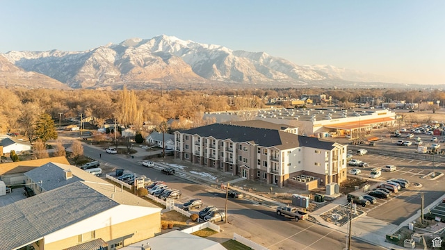 birds eye view of property with a mountain view