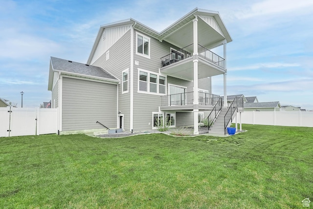 3932 W 2875 N, Plain City, UT 84404 - rear view of property with a balcony, a gate, stairs, and board and batten siding
