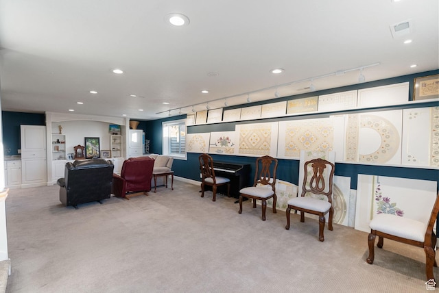 434 S Cardon Ridge Dr, Smithfield, UT 84335 - living room featuring light carpet, recessed lighting, and track lighting