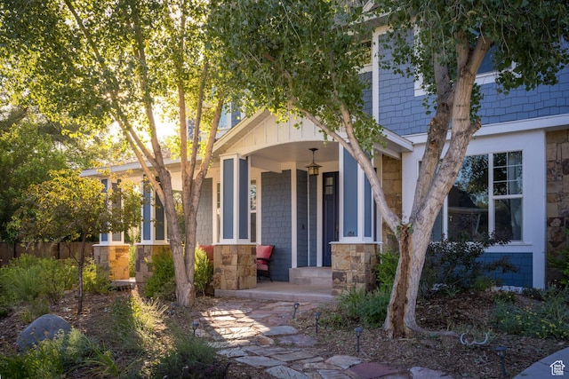 424 E Secret Cove Ct, Moab, UT 84532 - view of front of property with covered porch and stone siding