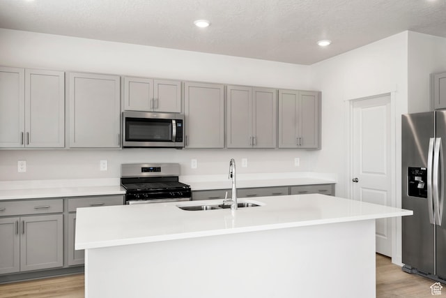 3141 W 3500 S Unit 113, West Haven, UT 84401 - kitchen with light wood-type flooring, a sink, gray cabinets, and appliances with stainless steel finishes