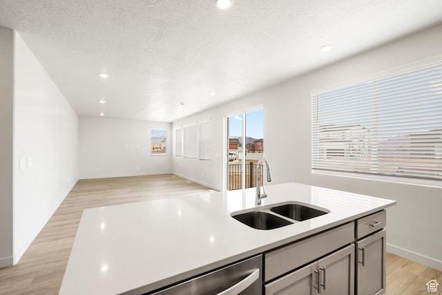 3141 W 3500 S Unit 113, West Haven, UT 84401 - kitchen with light wood-type flooring, a sink, light countertops, gray cabinetry, and open floor plan