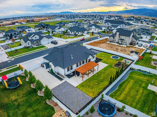 1521 E Thorpe Dr, Eagle Mountain, UT 84005 - birds eye view of property with a mountain view and a residential view