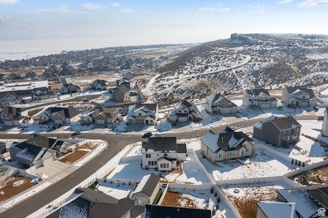 1504 S Lukas Ln, Saratoga Springs, UT 84045 - snowy aerial view with a mountain view