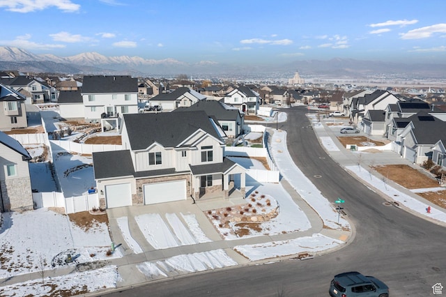1504 S Lukas Ln, Saratoga Springs, UT 84045 - snowy aerial view with a mountain view