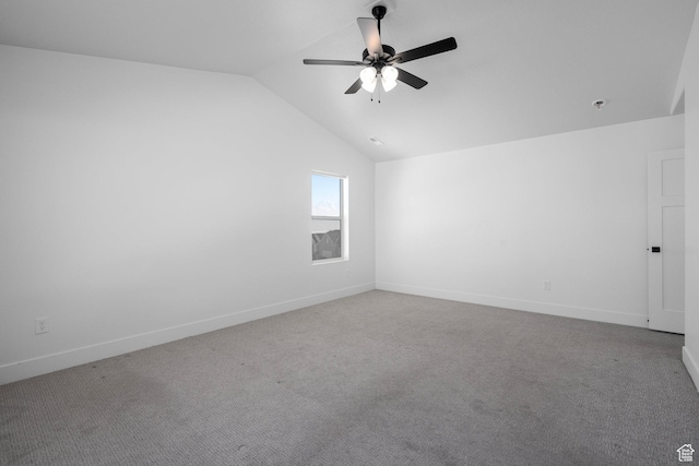 1504 S Lukas Ln, Saratoga Springs, UT 84045 - carpeted empty room with vaulted ceiling and ceiling fan