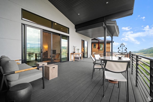 11515 N White Tail Ct, Hideout, UT 84036 - wooden terrace featuring outdoor dining area