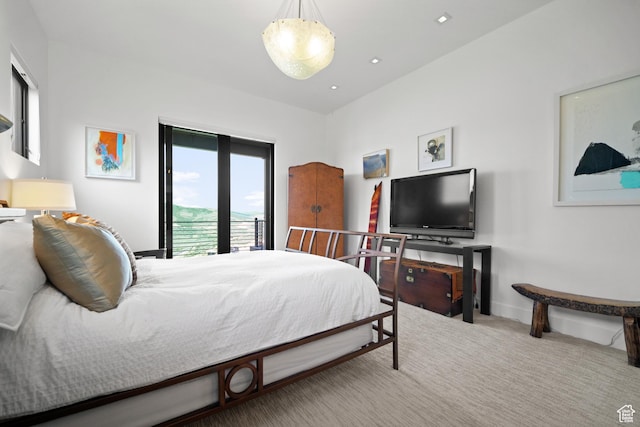 11515 N White Tail Ct, Hideout, UT 84036 - carpeted bedroom featuring baseboards, access to exterior, and recessed lighting