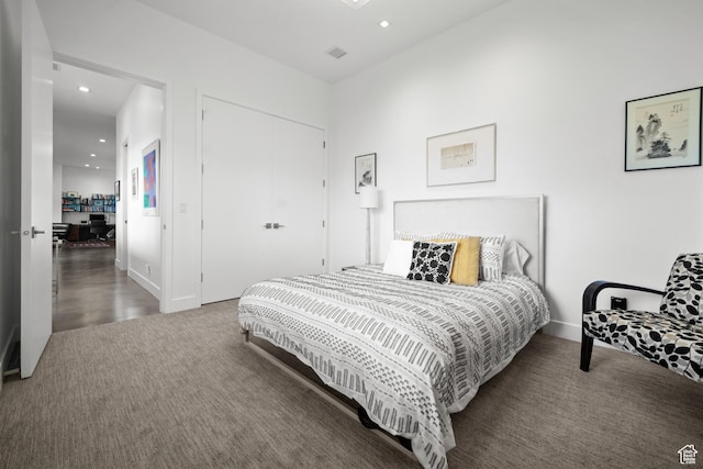 11515 N White Tail Ct, Hideout, UT 84036 - bedroom featuring recessed lighting, carpet, baseboards, visible vents, and a closet