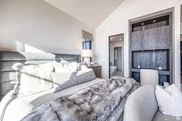 149 N Haystack Mountain Dr, Heber City, UT 84032 - bedroom with high vaulted ceiling and ensuite bathroom