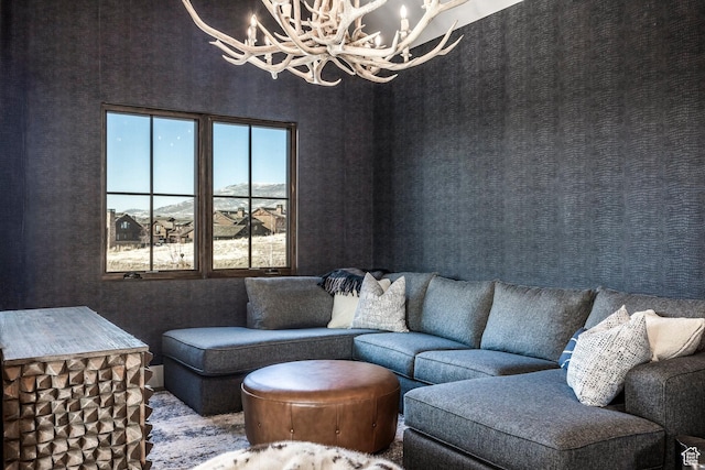 149 N Haystack Mountain Dr, Heber City, UT 84032 - living room featuring a chandelier