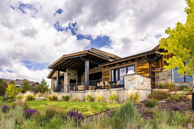 149 N Haystack Mountain Dr, Heber City, UT 84032 - rear view of house featuring stone siding