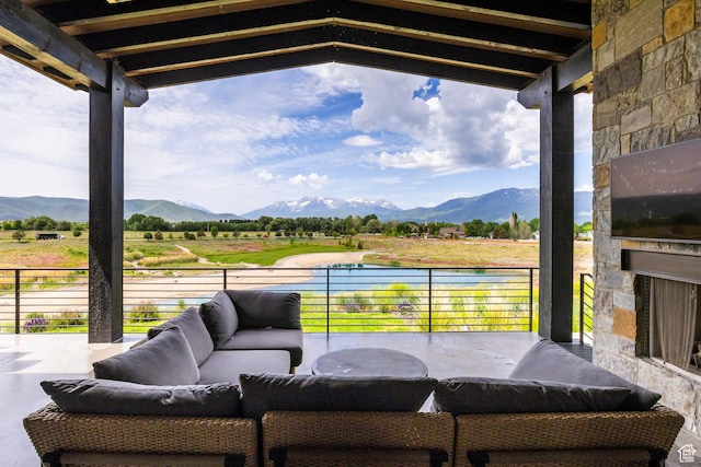 149 N Haystack Mountain Dr, Heber City, UT 84032 - view of patio with an outdoor living space and a balcony