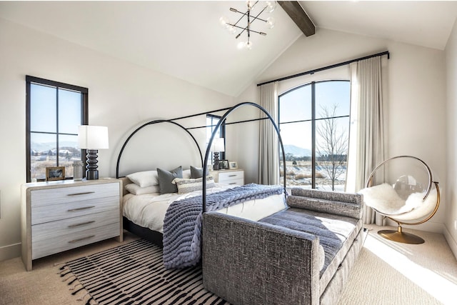 149 N Haystack Mountain Dr, Heber City, UT 84032 - bedroom featuring carpet flooring, a mountain view, and a chandelier