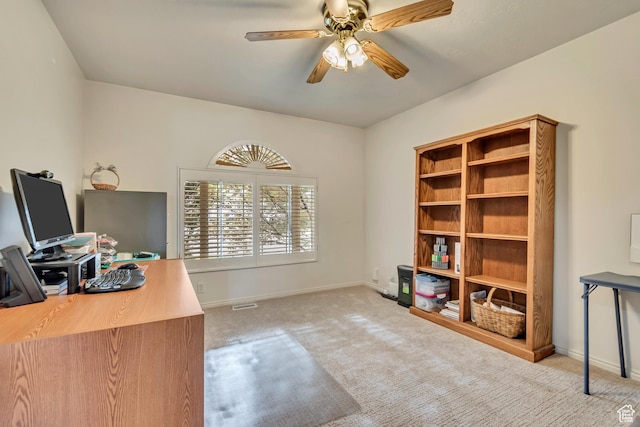 12159 S Swensen Cir, Riverton, UT 84096 - carpeted office featuring ceiling fan and baseboards