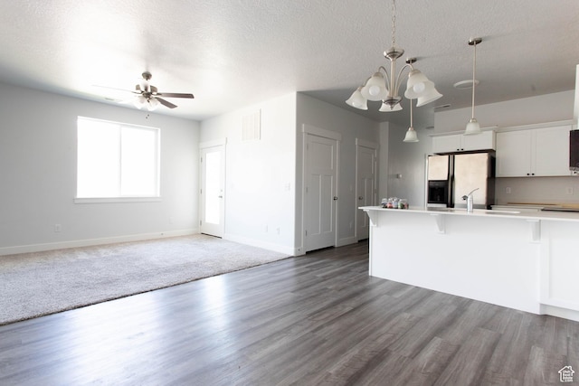 1454 N 3830 W Unit D201, Lehi, UT 84043 - kitchen with visible vents, light countertops, white refrigerator with ice dispenser, and open floor plan