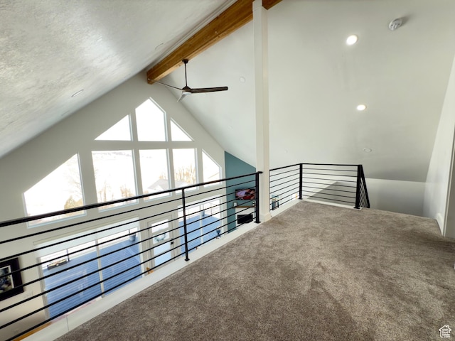 1610 N Mackinaw Way, Garden City, UT 84028 - bonus room featuring carpet floors, ceiling fan, and vaulted ceiling with beams