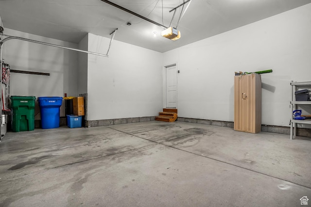 garage with a garage door opener