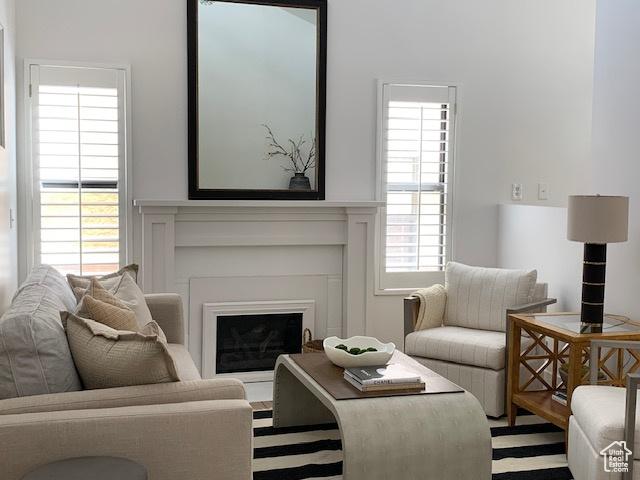 1107 E Brigadoon Ct, Holladay, UT 84117 - living area featuring a fireplace