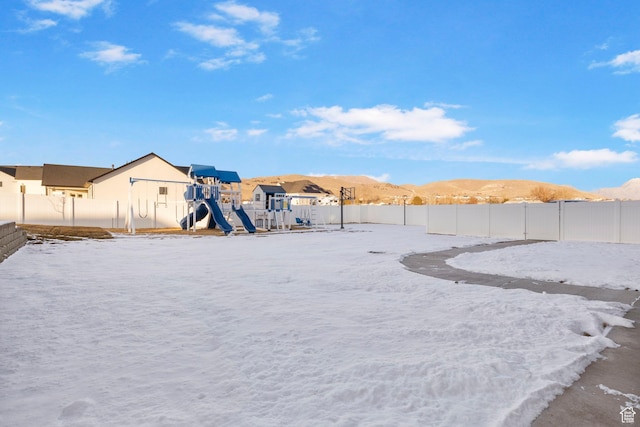 1595 E Duggan Dr, Eagle Mountain, UT 84005 - view of yard with a playground and a mountain view