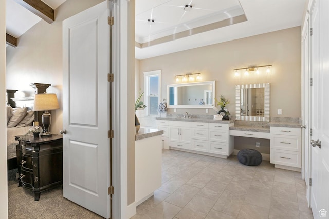 1595 E Duggan Dr, Eagle Mountain, UT 84005 - bathroom featuring vanity and a raised ceiling