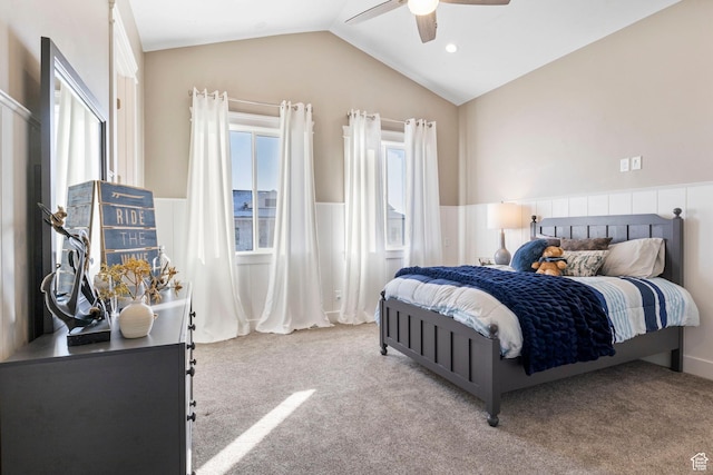 1595 E Duggan Dr, Eagle Mountain, UT 84005 - carpeted bedroom with lofted ceiling and ceiling fan