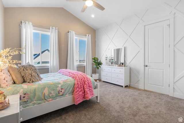 1595 E Duggan Dr, Eagle Mountain, UT 84005 - carpeted bedroom featuring lofted ceiling and ceiling fan