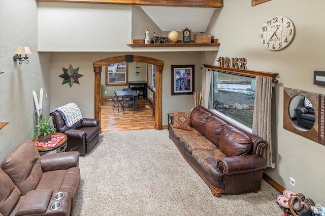 living room with carpet