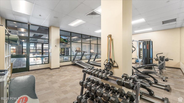 1476 Newpark Blvd Unit 210, Park City, UT 84098 - workout area with a paneled ceiling and carpet floors