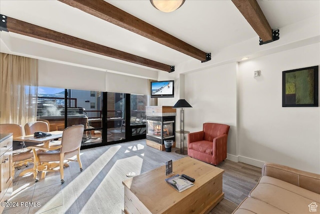 1456 Newpark Blvd Unit 215, Park City, UT 84098 - living room featuring beam ceiling