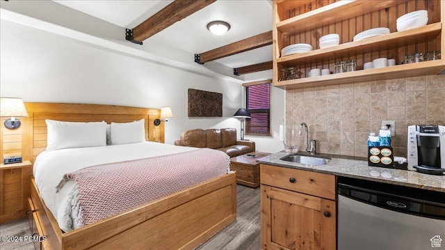 1456 Newpark Blvd Unit 215, Park City, UT 84098 - bedroom featuring beam ceiling and sink
