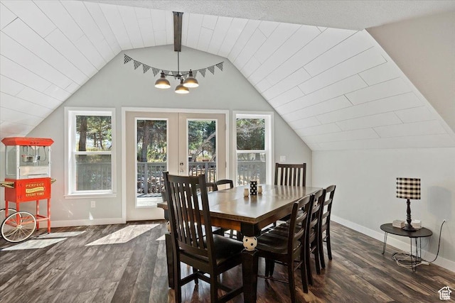 3388 N Eden Hills Dr, Eden, UT 84310 - dining space with lofted ceiling with beams, plenty of natural light, and dark wood-type flooring