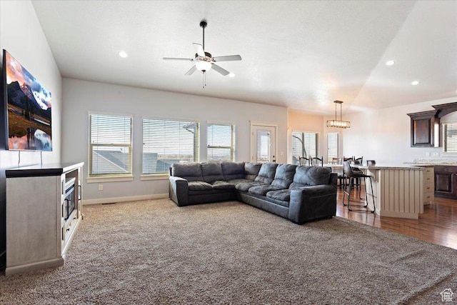 1321 Highland Blvd N, Brigham City, UT 84302 - living area with a ceiling fan, recessed lighting, and baseboards