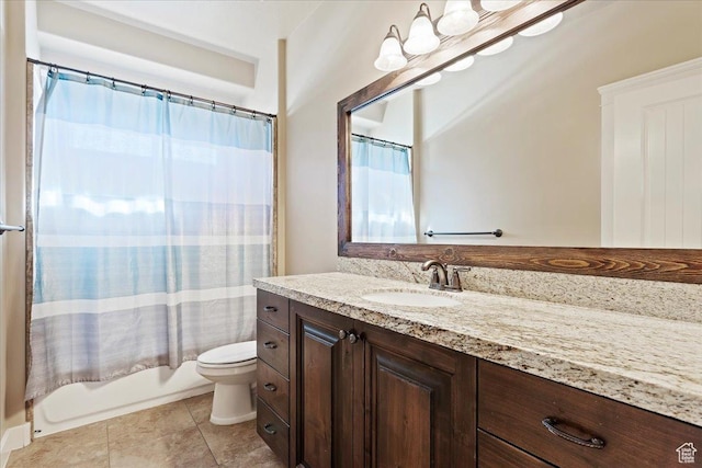 1321 Highland Blvd N, Brigham City, UT 84302 - full bathroom featuring vanity, toilet, shower / bath combo, and tile patterned floors