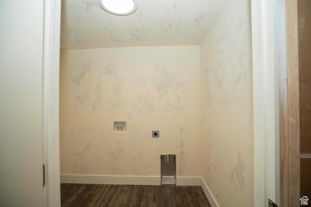 laundry room featuring washer hookup, dark hardwood / wood-style flooring, and electric dryer hookup