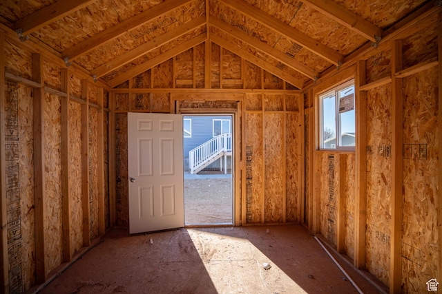 interior space with lofted ceiling