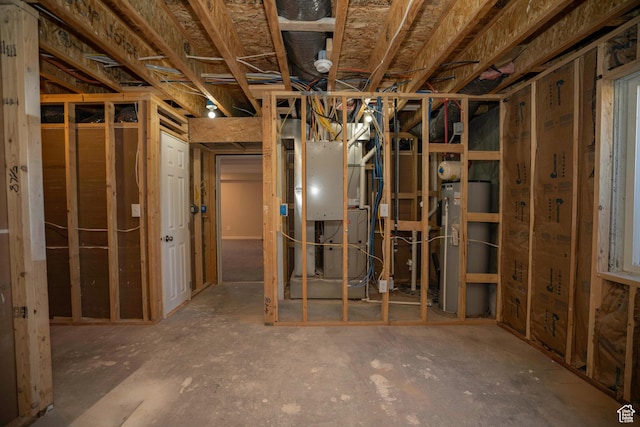 basement with water heater