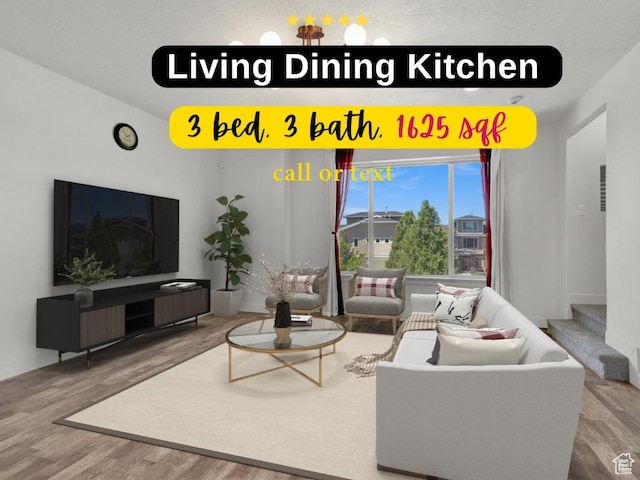 1726 W Thira Ln S, South Jordan, UT 84095 - living room featuring wood finished floors and stairs
