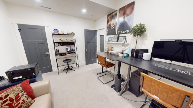 office featuring light colored carpet