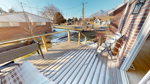 deck featuring a mountain view