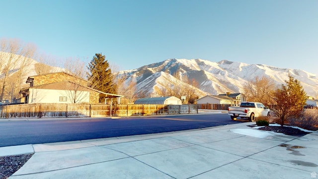 view of pool featuring a mountain view