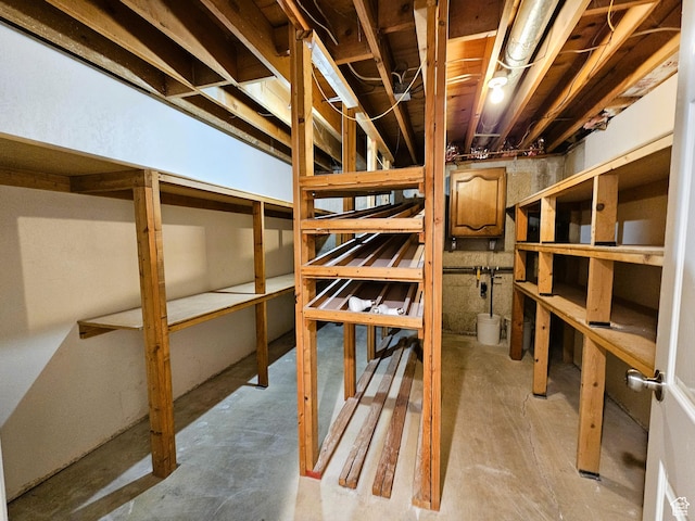 view of unfinished basement