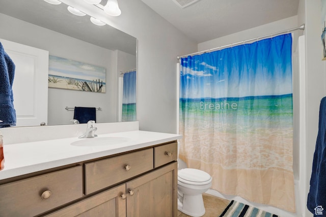 3529 W 4150 S, West Haven, UT 84401 - bathroom with vanity, tile patterned flooring, a shower with curtain, and toilet