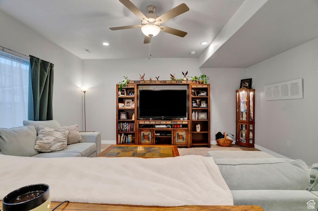 3529 W 4150 S, West Haven, UT 84401 - living room featuring ceiling fan