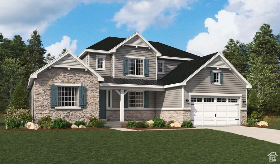 891 W Fallow Dr Unit 211, Saratoga Springs, UT 84045 - craftsman inspired home featuring a garage and a front yard