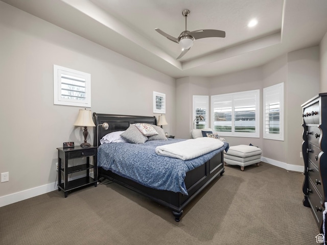 2654 E Water Wheel Ct, Heber City, UT 84032 - carpeted bedroom featuring a raised ceiling and ceiling fan