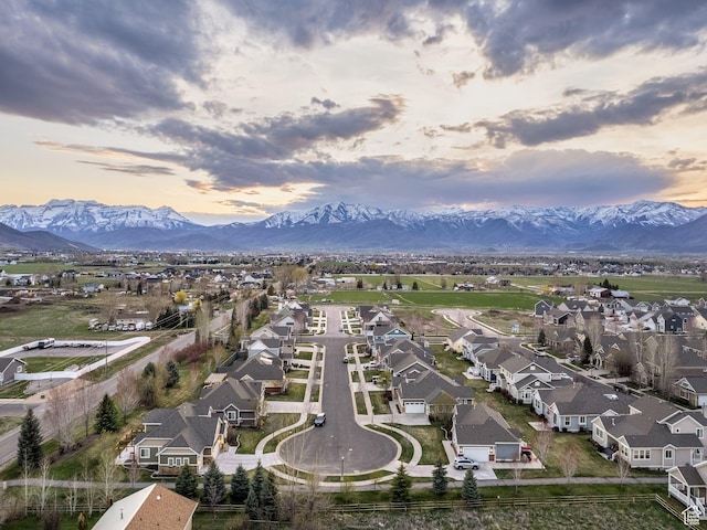 2654 E Water Wheel Ct, Heber City, UT 84032 - aerial view at dusk featuring a mountain view